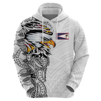 American Samoa Flag Day Hoodie Tribal Tattoo with Eagle White LT03 - Polynesian Pride