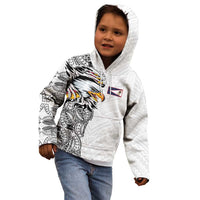 American Samoa Flag Day Kid Hoodie Tribal Tattoo with Eagle White LT03 - Polynesian Pride