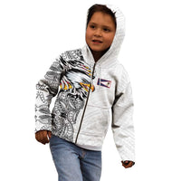 American Samoa Flag Day Kid Hoodie Tribal Tattoo with Eagle White LT03 - Polynesian Pride