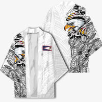 American Samoa Flag Day Kimono Tribal Tattoo with Eagle White LT03 - Polynesian Pride