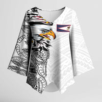 American Samoa Flag Day Kimono Sleeve Blouse Tribal Tattoo with Eagle White LT03 Female White - Polynesian Pride
