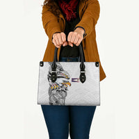 American Samoa Flag Day Leather Bag Tribal Tattoo with Eagle White LT03 - Polynesian Pride