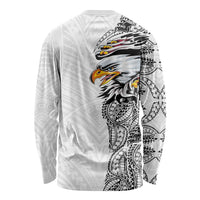 American Samoa Flag Day Long Sleeve Shirt Tribal Tattoo with Eagle White LT03 - Polynesian Pride