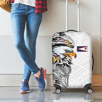 American Samoa Flag Day Luggage Cover Tribal Tattoo with Eagle White LT03 - Polynesian Pride
