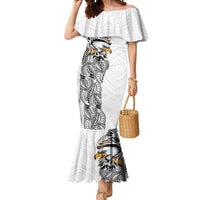 American Samoa Flag Day Mermaid Dress Tribal Tattoo with Eagle White LT03 Women White - Polynesian Pride
