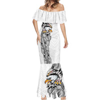 American Samoa Flag Day Mermaid Dress Tribal Tattoo with Eagle White LT03 - Polynesian Pride