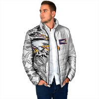 American Samoa Flag Day Padded Jacket Tribal Tattoo with Eagle White LT03 - Polynesian Pride
