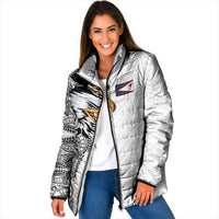 American Samoa Flag Day Padded Jacket Tribal Tattoo with Eagle White LT03 Women White - Polynesian Pride