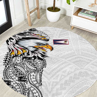 American Samoa Flag Day Round Carpet Tribal Tattoo with Eagle White LT03 White - Polynesian Pride