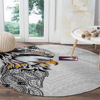 American Samoa Flag Day Round Carpet Tribal Tattoo with Eagle White LT03 - Polynesian Pride