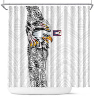 American Samoa Flag Day Shower Curtain Tribal Tattoo with Eagle White LT03 White - Polynesian Pride