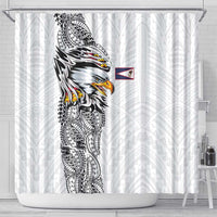 American Samoa Flag Day Shower Curtain Tribal Tattoo with Eagle White LT03 - Polynesian Pride