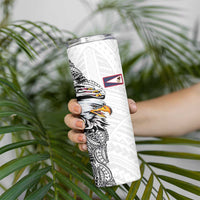 American Samoa Flag Day Skinny Tumbler Tribal Tattoo with Eagle White LT03 - Polynesian Pride