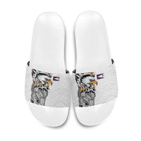 American Samoa Flag Day Slide Sandals Tribal Tattoo with Eagle White LT03 White - Polynesian Pride