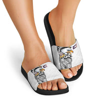American Samoa Flag Day Slide Sandals Tribal Tattoo with Eagle White LT03 - Polynesian Pride