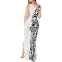 American Samoa Flag Day Tank Maxi Dress Tribal Tattoo with Eagle White LT03 - Polynesian Pride