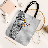 American Samoa Flag Day Tote Bag Tribal Tattoo with Eagle White LT03 Black Strap One Size White - Polynesian Pride