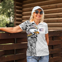 American Samoa Flag Day Women Polo Shirt Tribal Tattoo with Eagle White LT03 - Polynesian Pride
