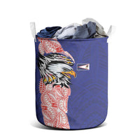 American Samoa Flag Day Laundry Basket Tribal Tattoo with Eagle Blue-Red LT03 - Polynesian Pride