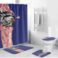 American Samoa Flag Day Bathroom Set Tribal Tattoo with Eagle Blue-Red LT03 Bathroom Set (4 pcs) Blue - Polynesian Pride