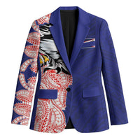 American Samoa Flag Day Blazer Tribal Tattoo with Eagle Blue-Red LT03 Unisex Blue - Polynesian Pride