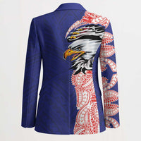 American Samoa Flag Day Blazer Tribal Tattoo with Eagle Blue-Red LT03 - Polynesian Pride
