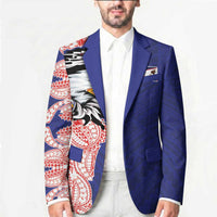 American Samoa Flag Day Blazer Tribal Tattoo with Eagle Blue-Red LT03 - Polynesian Pride