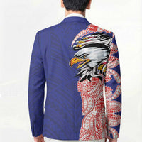 American Samoa Flag Day Blazer Tribal Tattoo with Eagle Blue-Red LT03 - Polynesian Pride