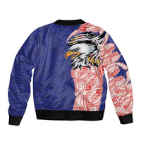 American Samoa Flag Day Bomber Jacket Tribal Tattoo with Eagle Blue-Red LT03 - Polynesian Pride