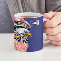 American Samoa Flag Day Ceramic Mug Tribal Tattoo with Eagle Blue-Red LT03 - Polynesian Pride