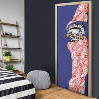 American Samoa Flag Day Door Cover Tribal Tattoo with Eagle Blue-Red LT03 - Polynesian Pride