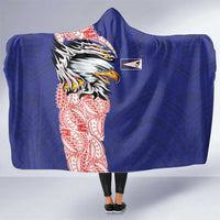 American Samoa Flag Day Hooded Blanket Tribal Tattoo with Eagle Blue-Red LT03 One Size Blue - Polynesian Pride