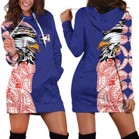 American Samoa Flag Day Hoodie Dress Tribal Tattoo with Eagle Blue-Red LT03 - Polynesian Pride