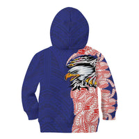 American Samoa Flag Day Kid Hoodie Tribal Tattoo with Eagle Blue-Red LT03 - Polynesian Pride