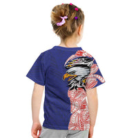American Samoa Flag Day Kid T Shirt Tribal Tattoo with Eagle Blue-Red LT03 - Polynesian Pride
