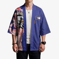 American Samoa Flag Day Kimono Tribal Tattoo with Eagle Blue-Red LT03 - Polynesian Pride