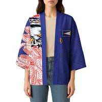 American Samoa Flag Day Kimono Tribal Tattoo with Eagle Blue-Red LT03 - Polynesian Pride