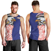 American Samoa Flag Day Men Tank Top Tribal Tattoo with Eagle Blue-Red LT03 - Polynesian Pride