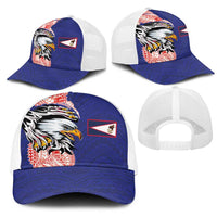 American Samoa Flag Day Mesh Trucker Cap Tribal Tattoo with Eagle Blue-Red LT03 - Polynesian Pride