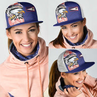 American Samoa Flag Day Mesh Trucker Cap Tribal Tattoo with Eagle Blue-Red LT03 - Polynesian Pride