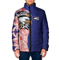 American Samoa Flag Day Padded Jacket Tribal Tattoo with Eagle Blue-Red LT03 Men Blue - Polynesian Pride