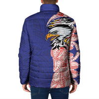 American Samoa Flag Day Padded Jacket Tribal Tattoo with Eagle Blue-Red LT03 - Polynesian Pride