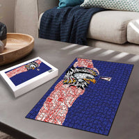 American Samoa Flag Day Puzzle Tribal Tattoo with Eagle Blue-Red LT03 - Polynesian Pride