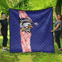 American Samoa Flag Day Quilt Tribal Tattoo with Eagle Blue-Red LT03 - Polynesian Pride