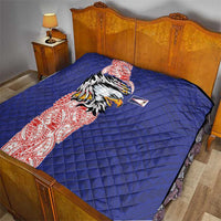 American Samoa Flag Day Quilt Tribal Tattoo with Eagle Blue-Red LT03 - Polynesian Pride