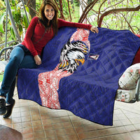 American Samoa Flag Day Quilt Tribal Tattoo with Eagle Blue-Red LT03 - Polynesian Pride