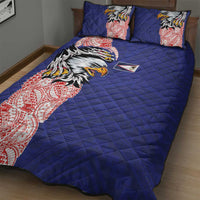 American Samoa Flag Day Quilt Bed Set Tribal Tattoo with Eagle Blue-Red LT03 - Polynesian Pride