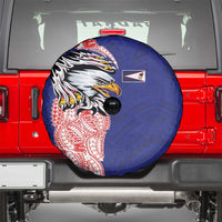 American Samoa Flag Day Spare Tire Cover Tribal Tattoo with Eagle Blue-Red LT03 - Polynesian Pride