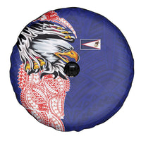 American Samoa Flag Day Spare Tire Cover Tribal Tattoo with Eagle Blue-Red LT03 - Polynesian Pride