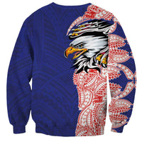 American Samoa Flag Day Sweatshirt Tribal Tattoo with Eagle Blue-Red LT03 - Polynesian Pride